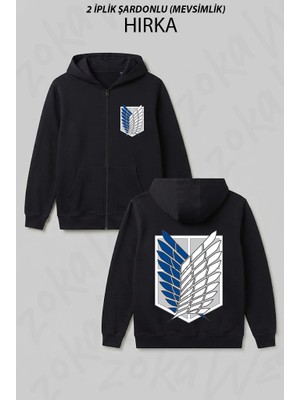 Zoka Wear Attack On Titan Semboller Anime V2 Baskılı Fermuarlı Kapşonlu Hırka