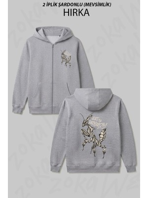 Zoka Wear Eat The Patriarchy Punk Ghost Mantis Feminist Baskılı Fermuarlı Kapşonlu Hırka