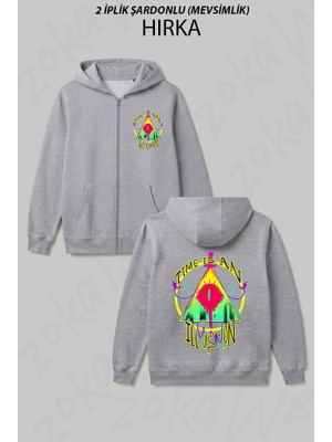 Zoka Wear Time Is An Illusion Baskılı Fermuarlı Kapşonlu Hırka