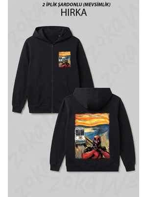 Zoka Wear Deathpool Art Baskil Baskılı Fermuarlı Kapşonlu Hırka