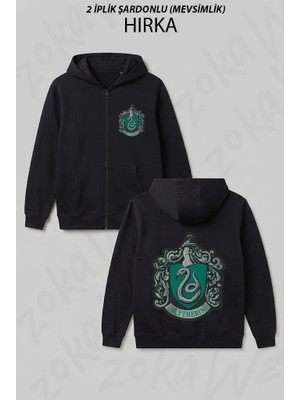 Zoka Wear Harry Potter Slytherin Crest Green Baskılı Fermuarlı Kapşonlu Hırka