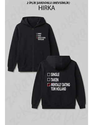Zoka Wear Dating Tom Holland Baskılı Fermuarlı Kapşonlu Hırka