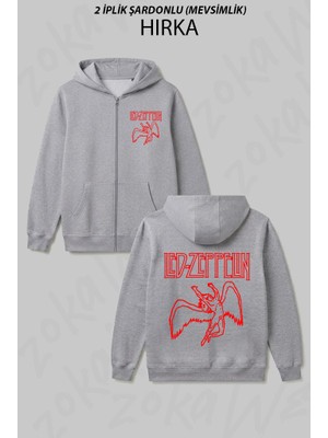 Zoka Wear Rock LED Zeppelın Baskılı Fermuarlı Kapşonlu Hırka