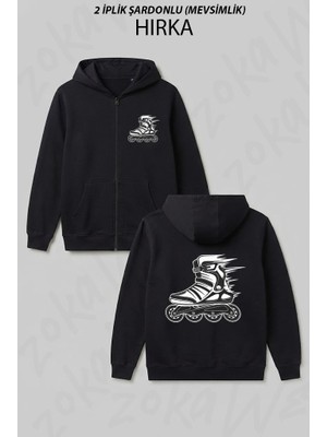 Zoka Wear Paten Baskılı Fermuarlı Kapşonlu Hırka