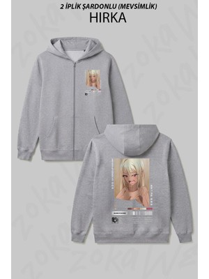 Zoka Wear My Dress Up Darling Marin Kitagawa Ozel Tasarim Baskılı Fermuarlı Kapşonlu Hırka