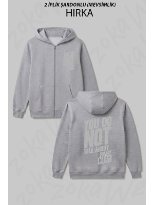 Zoka Wear Rule Film Dovus Kulubu Fight Club T Baskılı Fermuarlı Kapşonlu Hırka