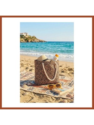 Bezos Büyük Boy Plaj Çantası 40×30 cm - Fermuarlı Günlük Omuz, Alışveriş ve Tatil Çantası Pro