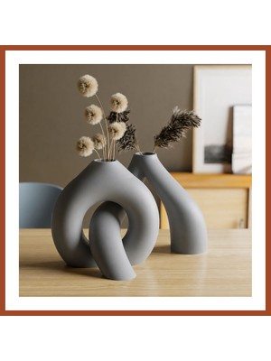 Bezos 3D Baskı Interlocking Vazo - Iç Içe Geçen Dekoratif Vazo-Gri Pro