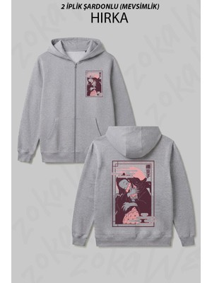 Zoka Wear Demon Slayer Nezuko Kamado Anime Baskılı Fermuarlı Kapşonlu Hırka