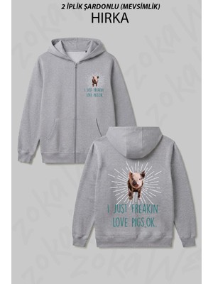 Zoka Wear Domuz Siyah Unis Baskılı Fermuarlı Kapşonlu Hırka