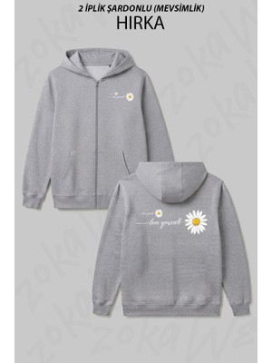 Zoka Wear Love Yourself Papatya On Arka Baskılı Fermuarlı Kapşonlu Hırka