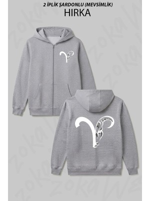 Zoka Wear Koc Burcu Aries Astroloji Ti Baskılı Fermuarlı Kapşonlu Hırka