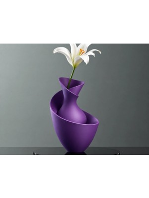 Urfakent 3D Baskı Bold Vazo - Akışkan Formlu Dekoratif Vazo-Mor