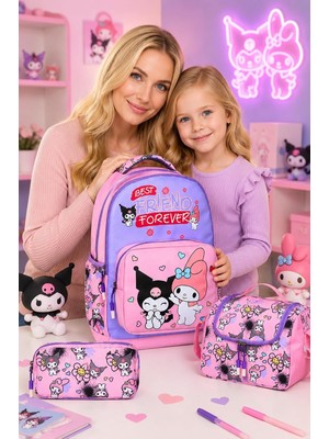 Nzm Store 3’lü Set Ilkokul-Ortaokul Çantası Kız, Çocuk Sırt Çantası Okul Çantası, Kız Çocuk Desenli Ilkokul Okul Çantası, Beslenme Çantası, Kalemlik, Kız Çocuk Okul Çantası Ilkokul Seti Yeni
