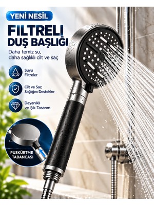 Nzm Store 6 Modlu Filtreli Duş Başlığı Büyük Panel Su Tasarruflu Çok Fonksiyonlu Duş Başlığı