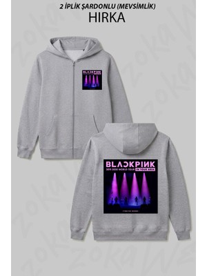 Zoka Wear Black Pink Baskili Unisex Siyah Baskılı Fermuarlı Kapşonlu Hırka
