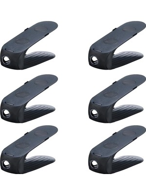 Nzm Store 6 Adet Çift Katlı Ayakkabı Rampası Organizeri - Ayakkabılık ve Dolap Içi Alan Tasarrufu Sağlayan Ayarlanabilir Stand Düzenleyici, Plastik Koku Yapmaz Plastik Ayakkabı Tutucu