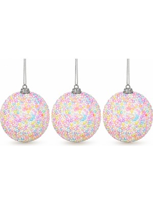 My Balli Store Yılbaşı Süsü Renkli Şekerli 3'lü Top 8 cm
