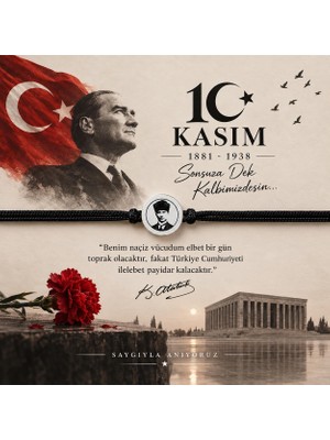 Blondcoo Trend 10 Kasım Temalı ve Kartlı Atatürk Figürlü 10 Adet Bileklik