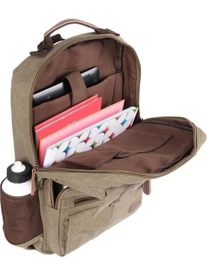 Nzm Store Kanvas Kumaş Okul ve Günlük Laptop Bölmeli Sırt Çantası Yeşil