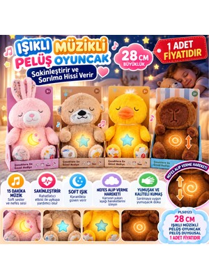 Nzm Store PL50123 28 cm Işıklı Müzikli Peluş Oyuncak Peluş Duygusal (Adet Fiyatıdır)