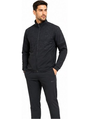 Boss Regular Fit Siyah Mevsimlik Ince Desenli  Eşofman Takımı