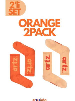Arteziahn Essentials Orange 2pack Unisex Spor & Lifestyle Havlu Taban Organik Pamuklu 2'li Çorap Seti