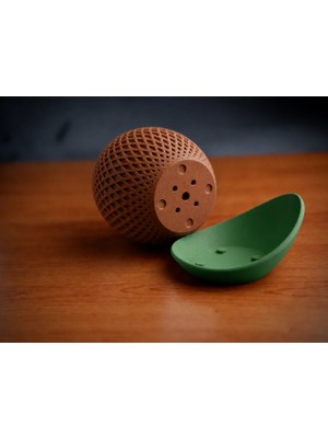 Urfakent 3D Baskı Küre Saksı - Kafes Dokulu Iki Parçalı Dekoratif Saksı - Kahverengi-Yeşil