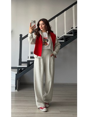 Elisin Gri Modal Bomber Ceket-Pantolon Takım