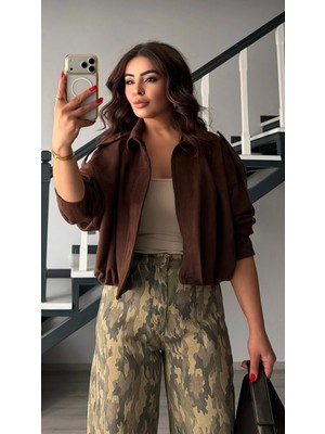 Elisin Acı Kahve Omuz Apoletli Bomber Ceket