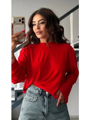 Elisin Kırmızı Vatkalı Bluz