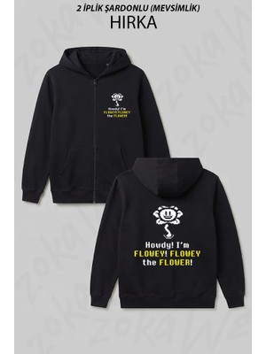 Zoka Wear Undertale Flowey Sans Game Oyun Baskılı Fermuarlı Kapşonlu Hırka