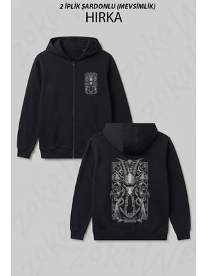 Zoka Wear Oglak Burcu Capricorn Astoloji Gotik Burc Baskılı Fermuarlı Kapşonlu Hırka