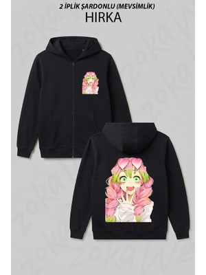 Zoka Wear Mitsuri Kanroji Baskılı Fermuarlı Kapşonlu Hırka