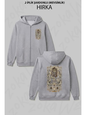 Zoka Wear Aslan Burcu Leo Astoloji Gotik Burc Baskılı Fermuarlı Kapşonlu Hırka
