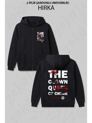 Zoka Wear Harley Quinn Baskili Siyah Uni Baskılı Fermuarlı Kapşonlu Hırka