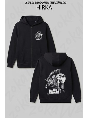 Zoka Wear Black Sabbath Baskili U Baskılı Fermuarlı Kapşonlu Hırka
