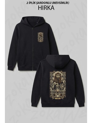 Zoka Wear Aslan Burcu Leo Astoloji Gotik Burc Baskılı Fermuarlı Kapşonlu Hırka