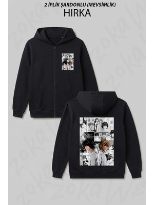Zoka Wear Death Note Kira Light Yagami ve L Anime Baskılı Fermuarlı Kapşonlu Hırka