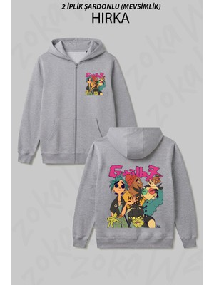 Zoka Wear Gorillaz 1 Baskılı Fermuarlı Kapşonlu Hırka