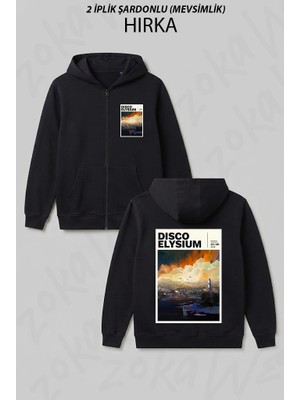 Zoka Wear Disco Elysium Disco Elysium Disco Elysium Disco Elysium Baskılı Fermuarlı Kapşonlu Hırka