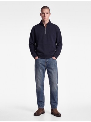 Koton Uzun Kollu Üç Iplik Şardonlu Yarım Fermuarlı Sweatshirt
