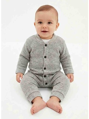 Güler Butik Unisex Bebek Pirinç Örgü Düğmeli Pamuklu Tulum 0-3 Ay - Düz Kol Soft Yenidoğan Bebek Kıyafeti