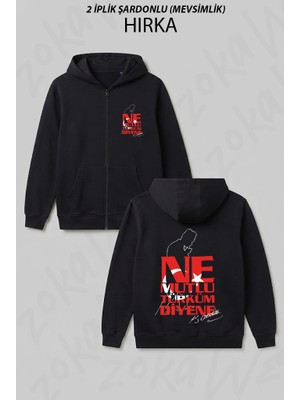 Zoka Wear Mustafa Kemal Ataturk Baskil Baskılı Fermuarlı Kapşonlu Hırka