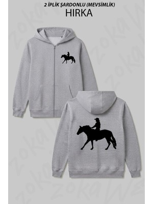 Zoka Wear Binicilik Baskili Baskılı Fermuarlı Kapşonlu Hırka