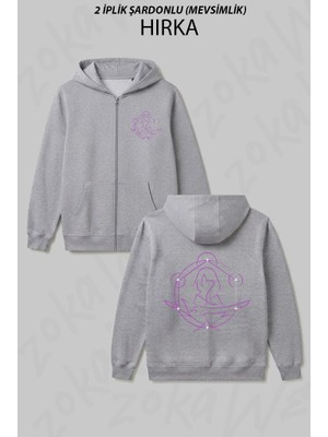 Zoka Wear Genshin Impact Baal Raiden Shogun Constellation Baskılı Fermuarlı Kapşonlu Hırka