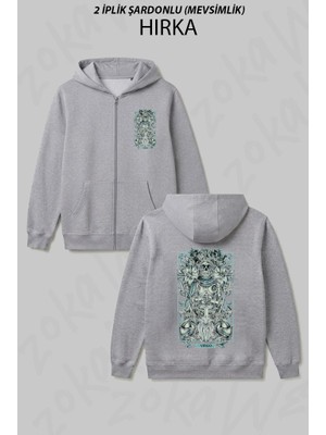 Zoka Wear Basak Burcu Virgo Astoloji Gotik Burc Baskılı Fermuarlı Kapşonlu Hırka