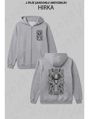 Zoka Wear Oglak Burcu Capricorn Astoloji Gotik Burc Baskılı Fermuarlı Kapşonlu Hırka