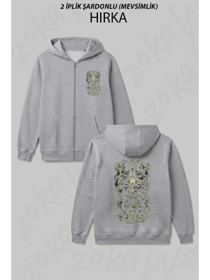 Zoka Wear Yengec Burcu Cancer Astoloji Gotik Burc Baskılı Fermuarlı Kapşonlu Hırka