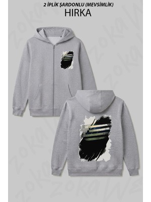Zoka Wear Yunanistan Greece Bayragi Bask Baskılı Fermuarlı Kapşonlu Hırka